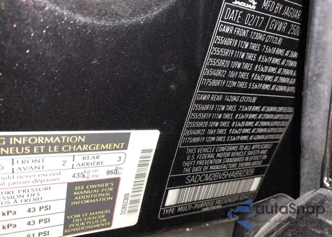 2017 Jaguar F-Pace S z USA, uszkodzony, nr VIN SADCM2BV5HA892309